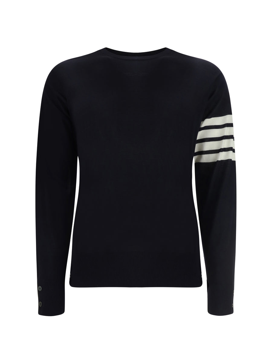 Thom Browne 100% Fleece Wool Ovis Aries sweater in navy