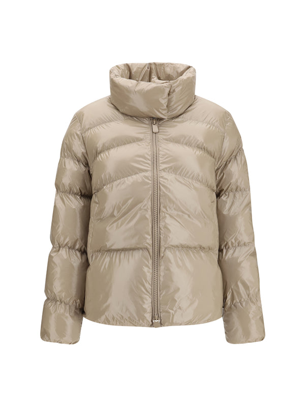Glossy Quilted Puffer Jacket Beige-cinciglia Down