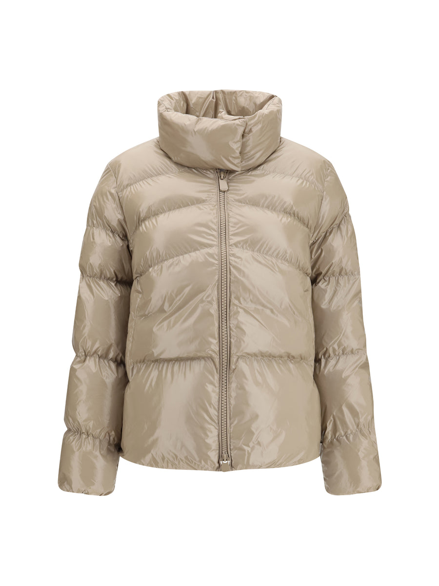 Glossy Quilted Puffer Jacket Beige-cinciglia Down