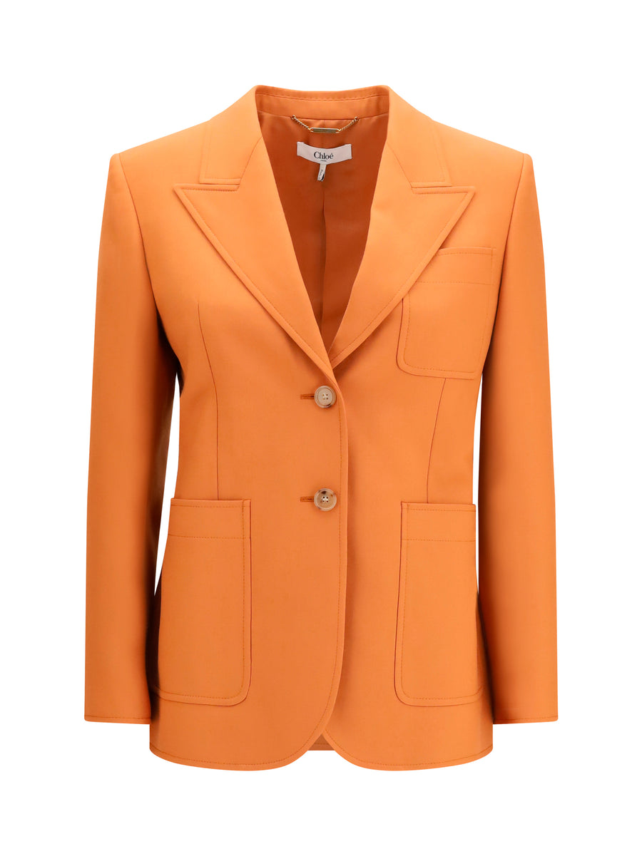 Chloé 100% Merino Wool blazer in orange