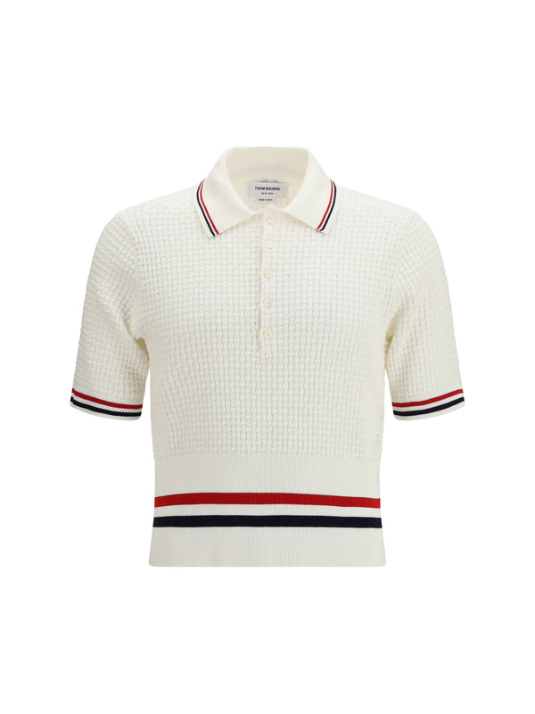 Thom Browne 100% Cotton polo in white