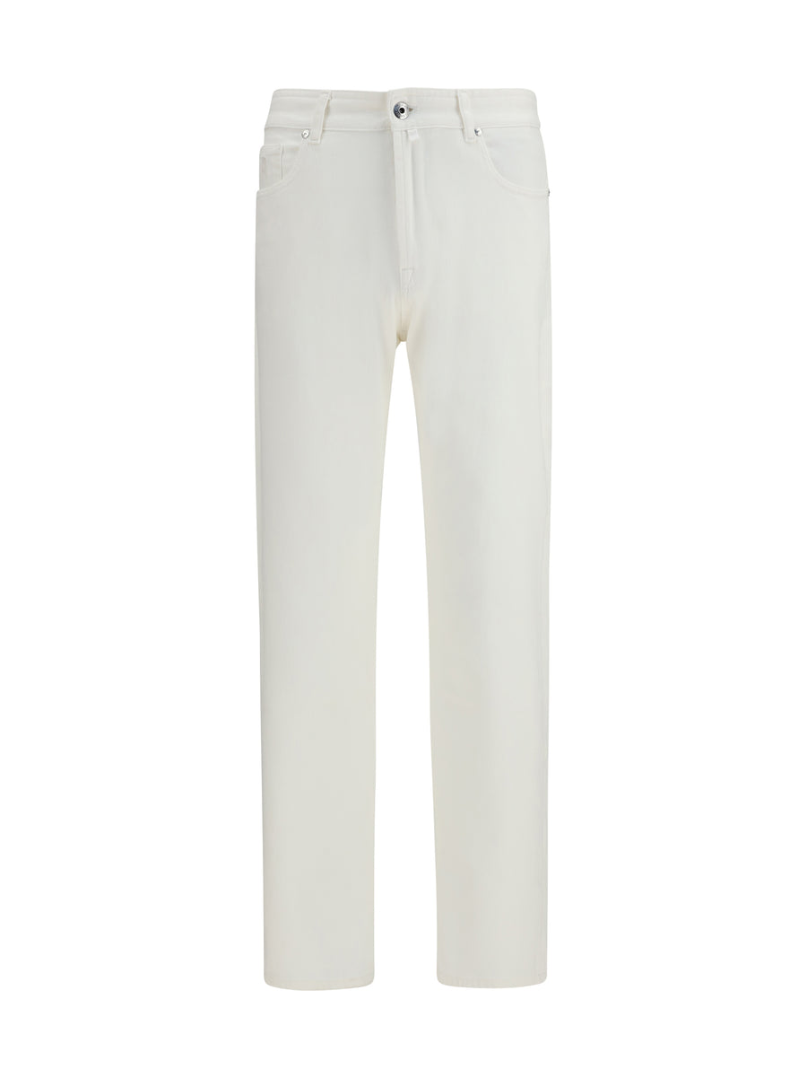 Moorer 92% Cotton jeans in white