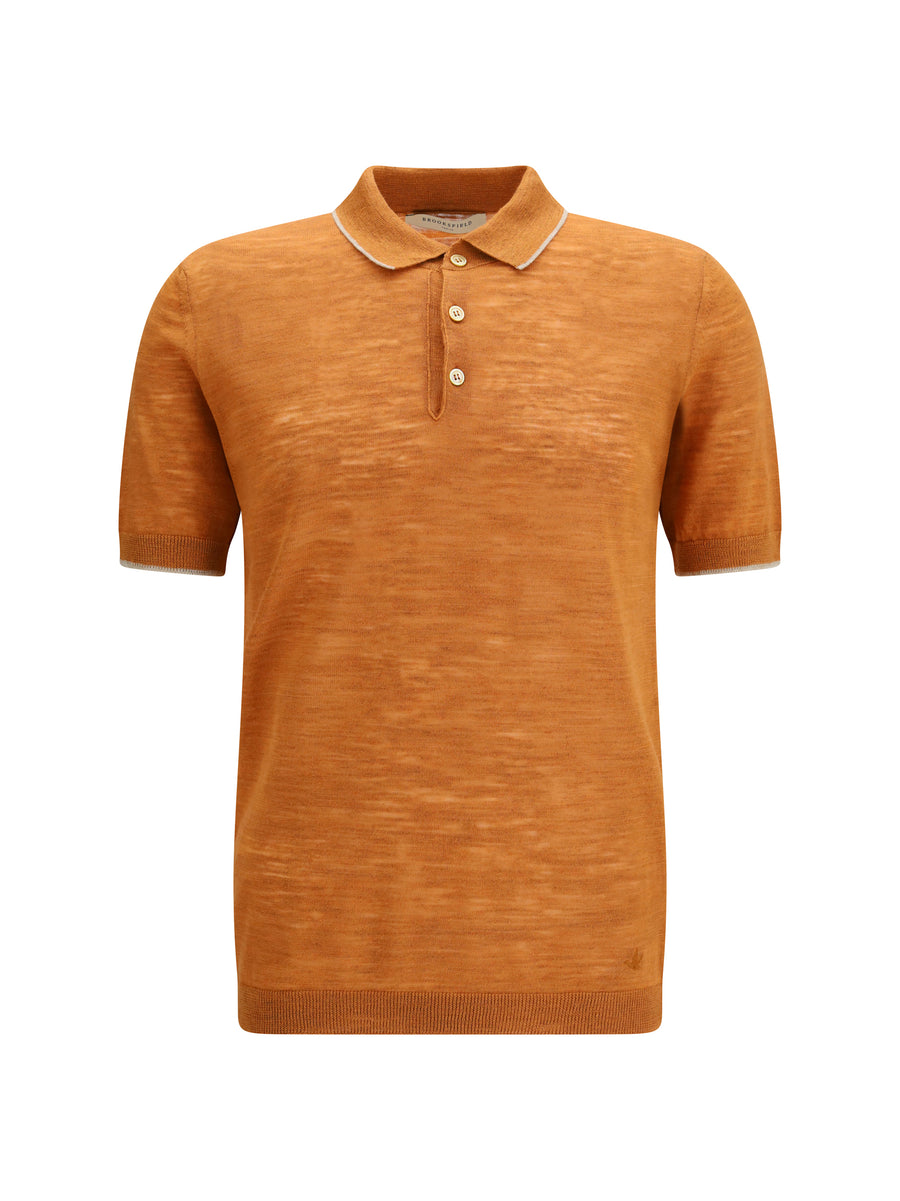 Brooksfield 55% Linen polo in orange
