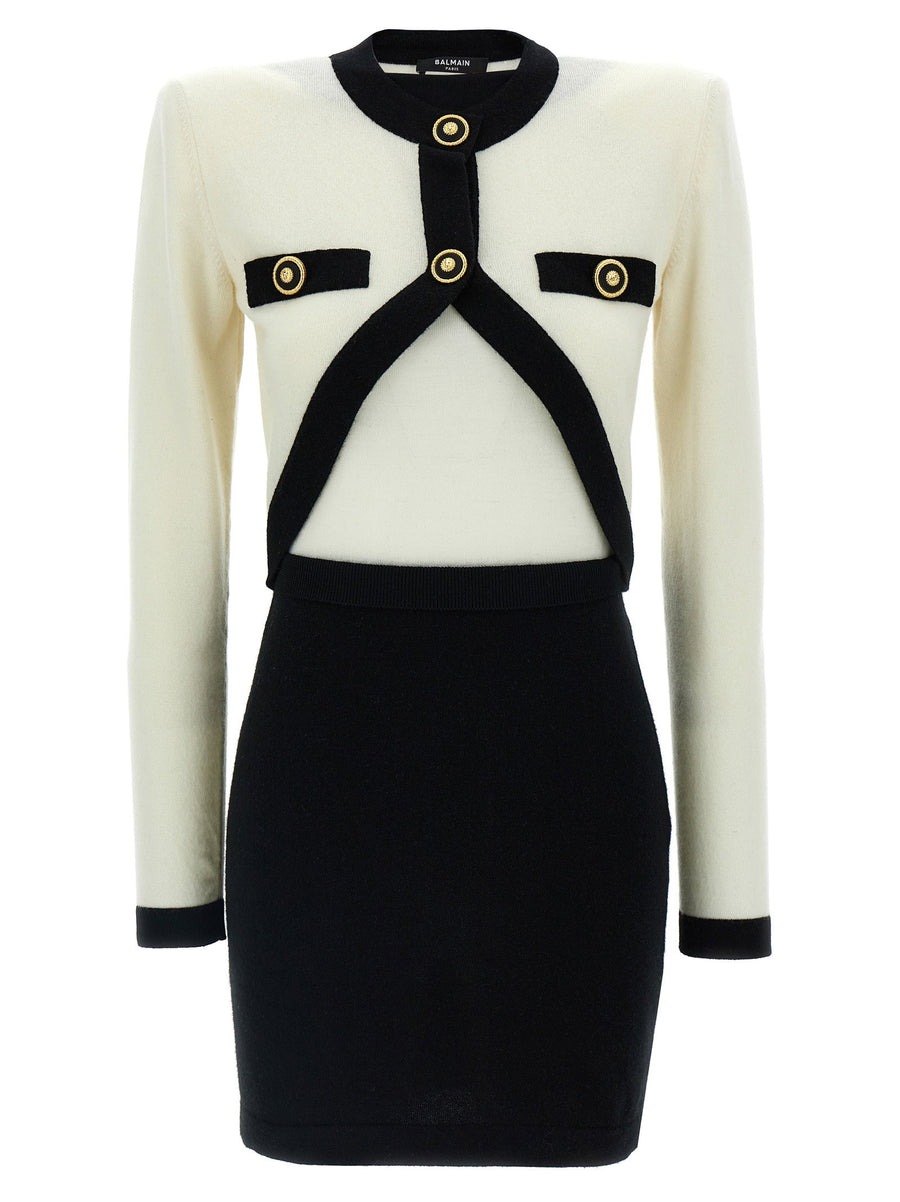 Balmain Filo Leone Catena Dress — Cream