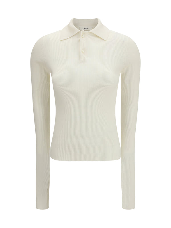 Rier 100% Silk polo in white
