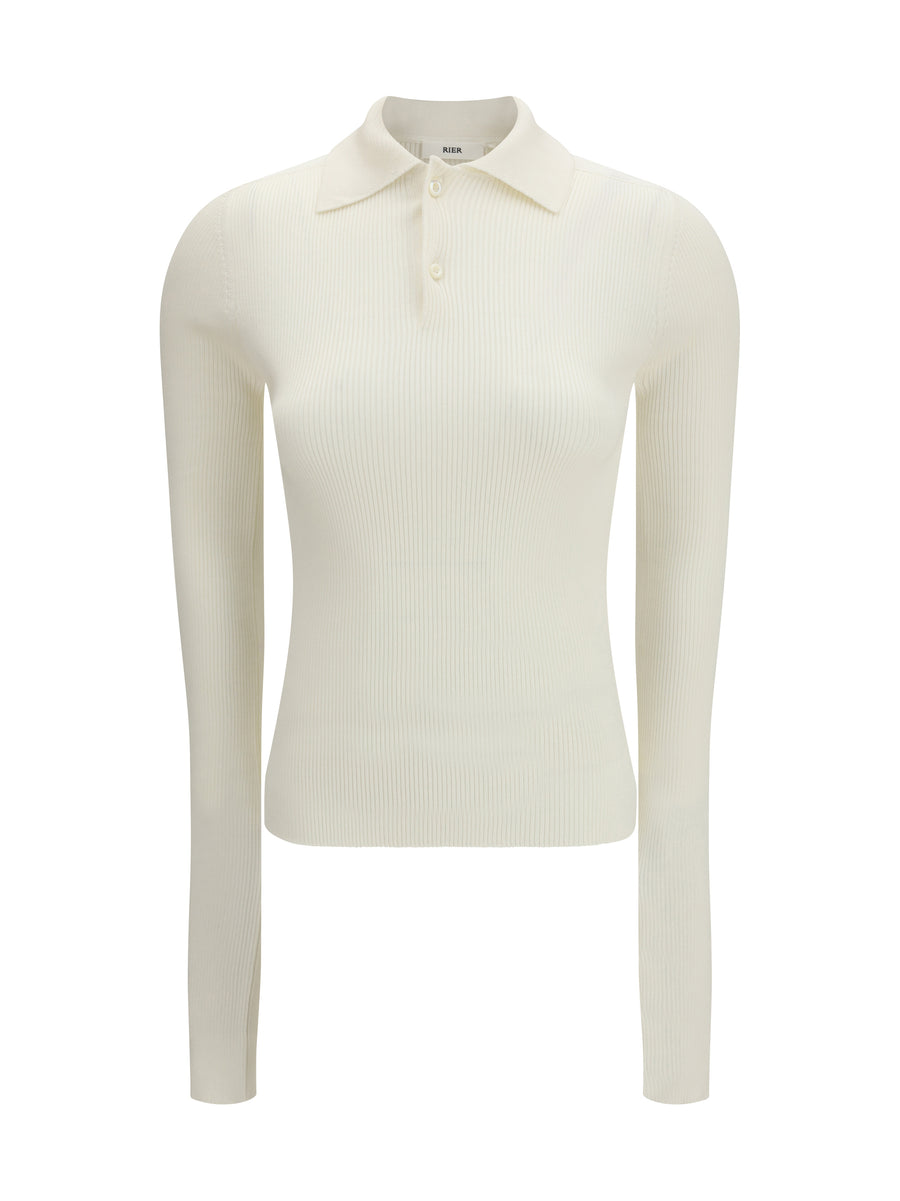 Rier 100% Silk polo in white