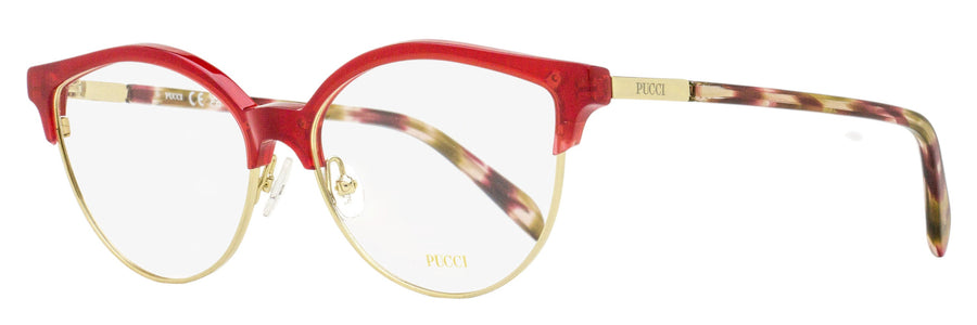 Pucci Oval Brow-Line Eyeglasses Ep5259 066 Red-Gold 55mm Red/gold Plastic (acetate)/metal