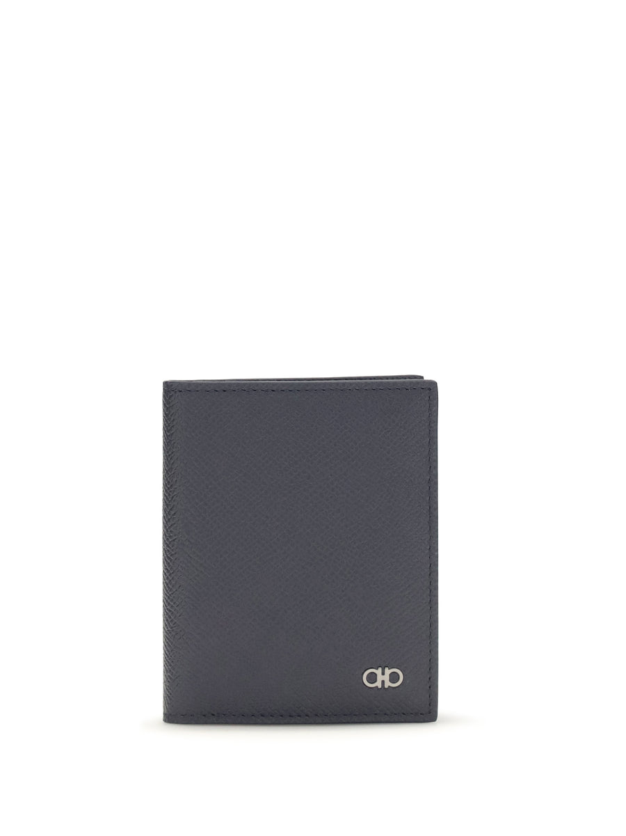 Ferragamo 100% Calf Leather Bos Taurus card case in navy