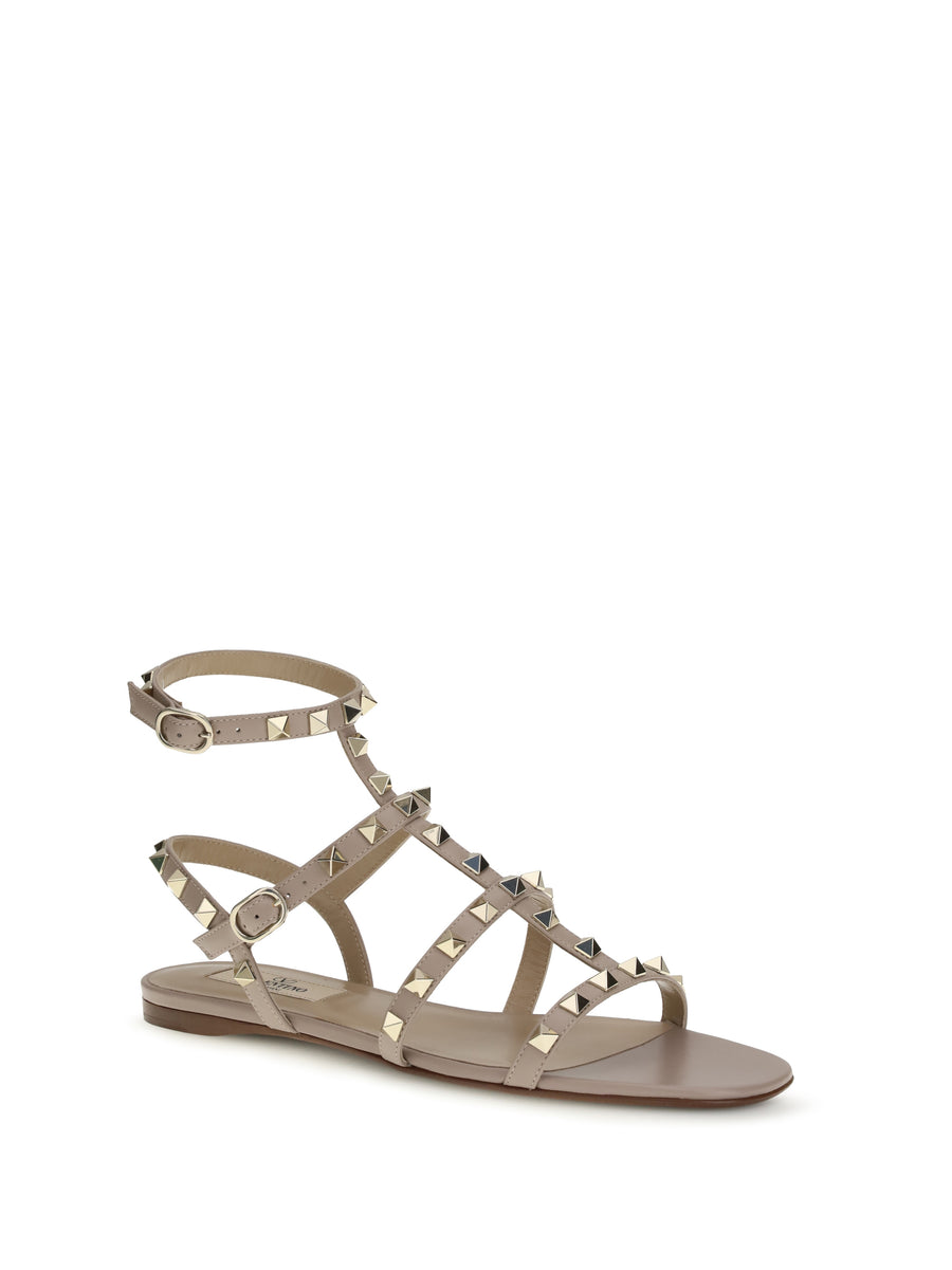 Sandal Rockstud Powder Pink Calf Leather