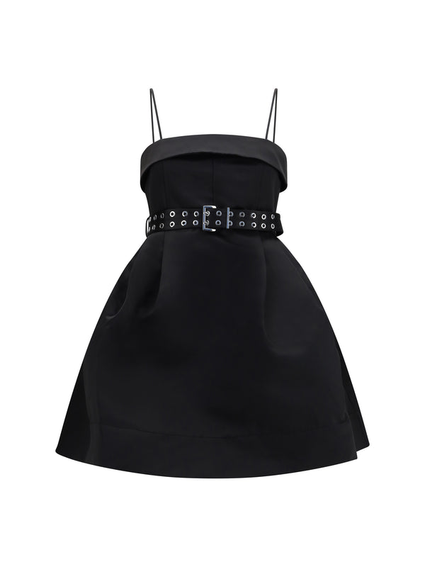 Ganni 100% Polyester dress in black