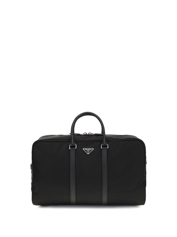 Prada 100% Recycled Polyamide top handle bag in black