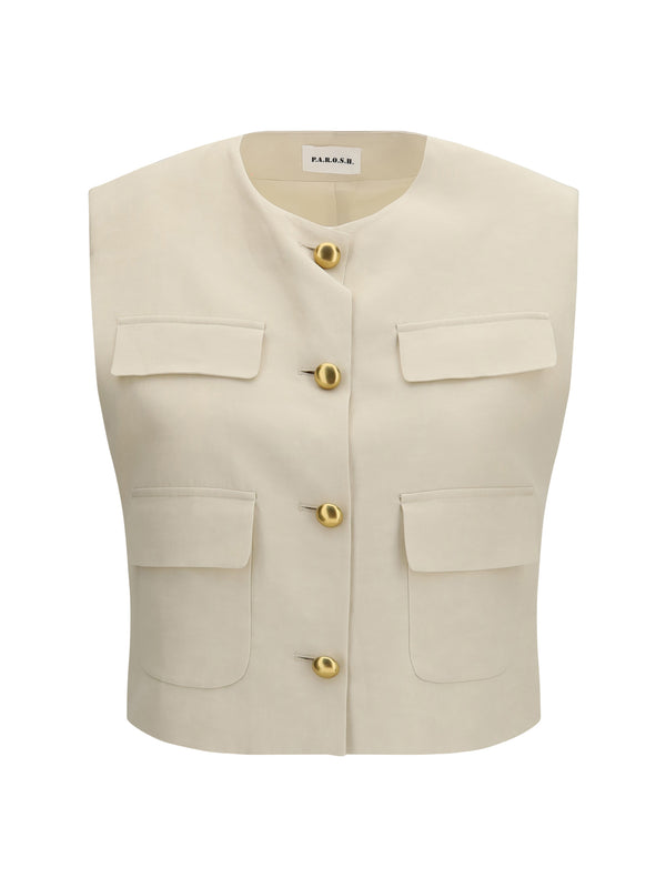 P.A.R.O.S.H. 100% Viscose vest in beige