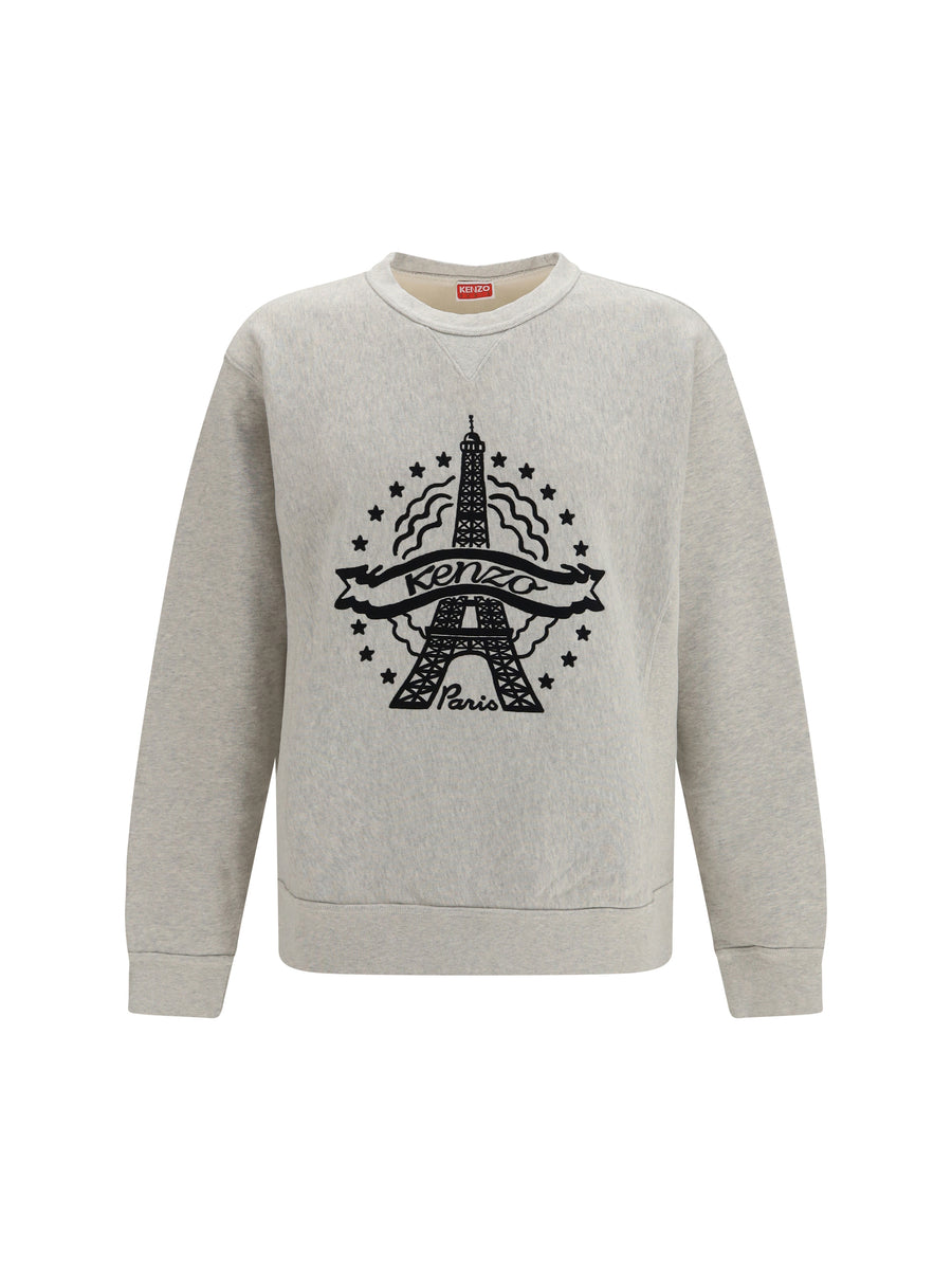 Kenzo Eiffel Tower Design Cotton Sweatshirt Pale Grey Sweatshirts