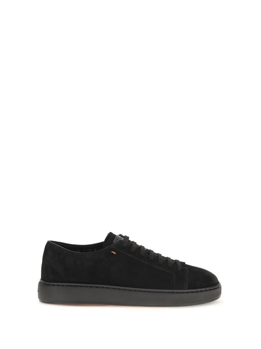 Santoni Upper: 100% calf leather suede; Sole: 100% rubber sneaker in black