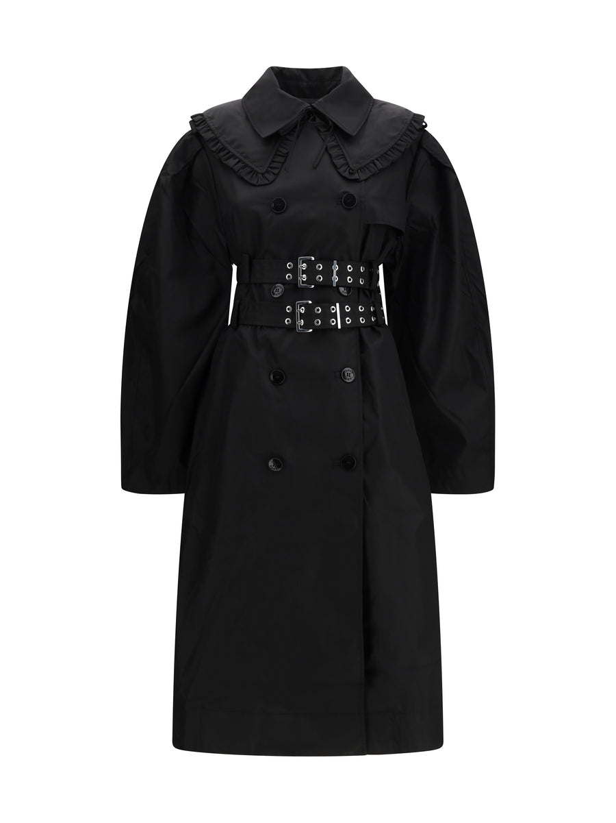 Ganni 100% Nylon coat in black