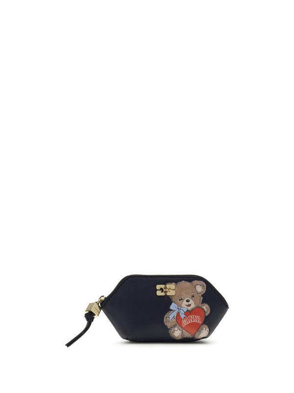 Ganni 65% Recycled Leather; 19% Polyurethane; 16% Polyester coin purse in black