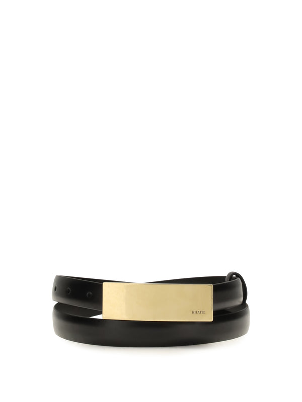 Khaite 100% calf leather Bos Taurus belt in black