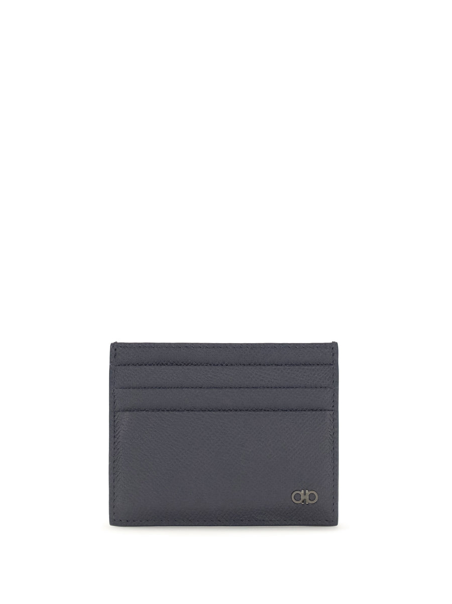 Ferragamo 100% Calf Leather Bos Taurus card case in navy