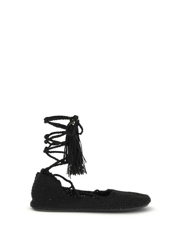 Alanui 57% Recycled Polyester; 43% Recycled Cotton ballet flat in black