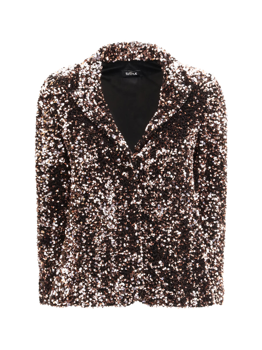 Ella Outer: 100% polyester; Inner: 95% polyester blazer in bronze