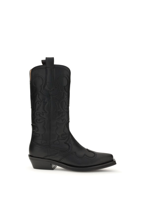 Ganni 45% recycled leather; 20% recycled polyester; 20% polyurethane; 15% polyester boots in black
