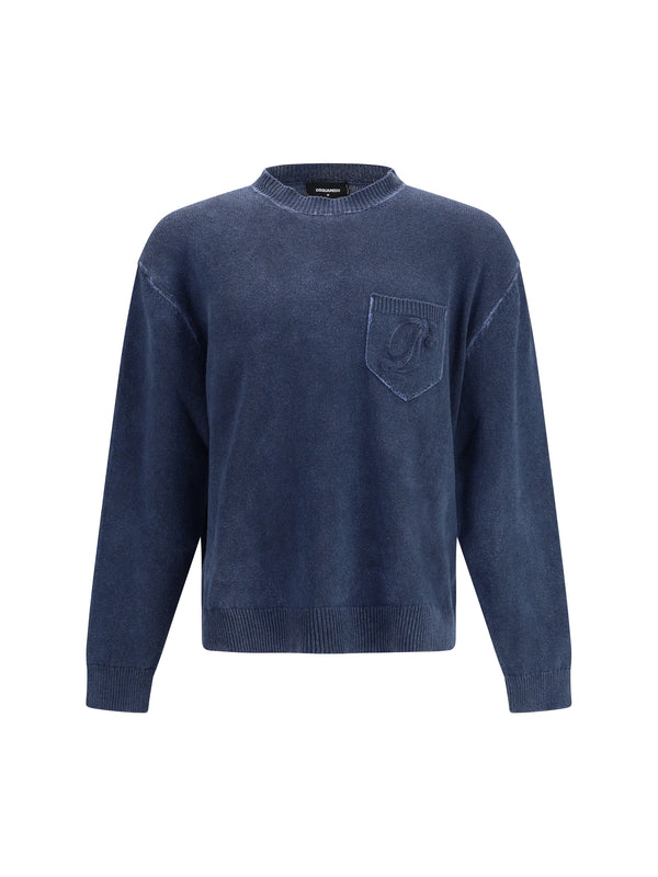 Dsquared2 75% Cotton sweater in navy