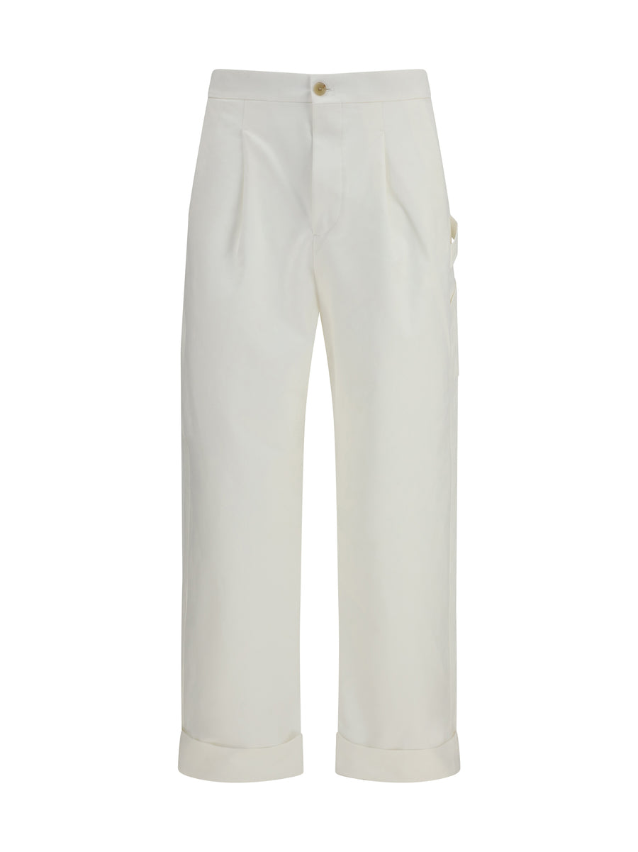 Umit Benan 95% Cotton trousers in white