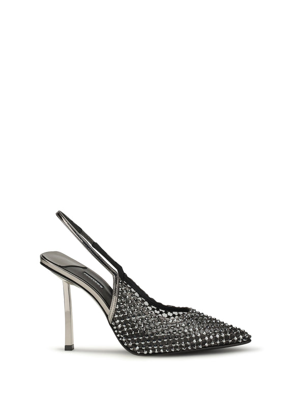 Le Silla Upper: 100% Nylon; Sole: 100% Calf Leather slingback heel in gray
