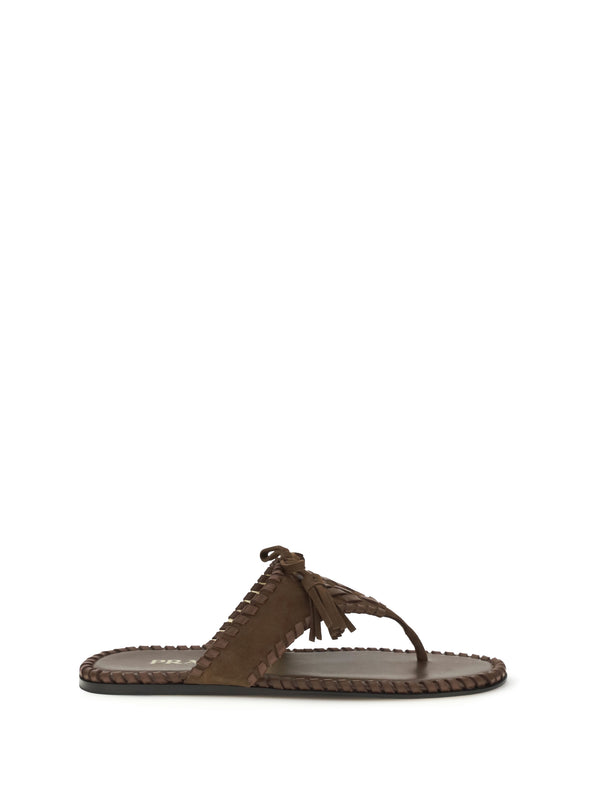 Prada 100% Calf Leather Bos Taurus sandals in brown