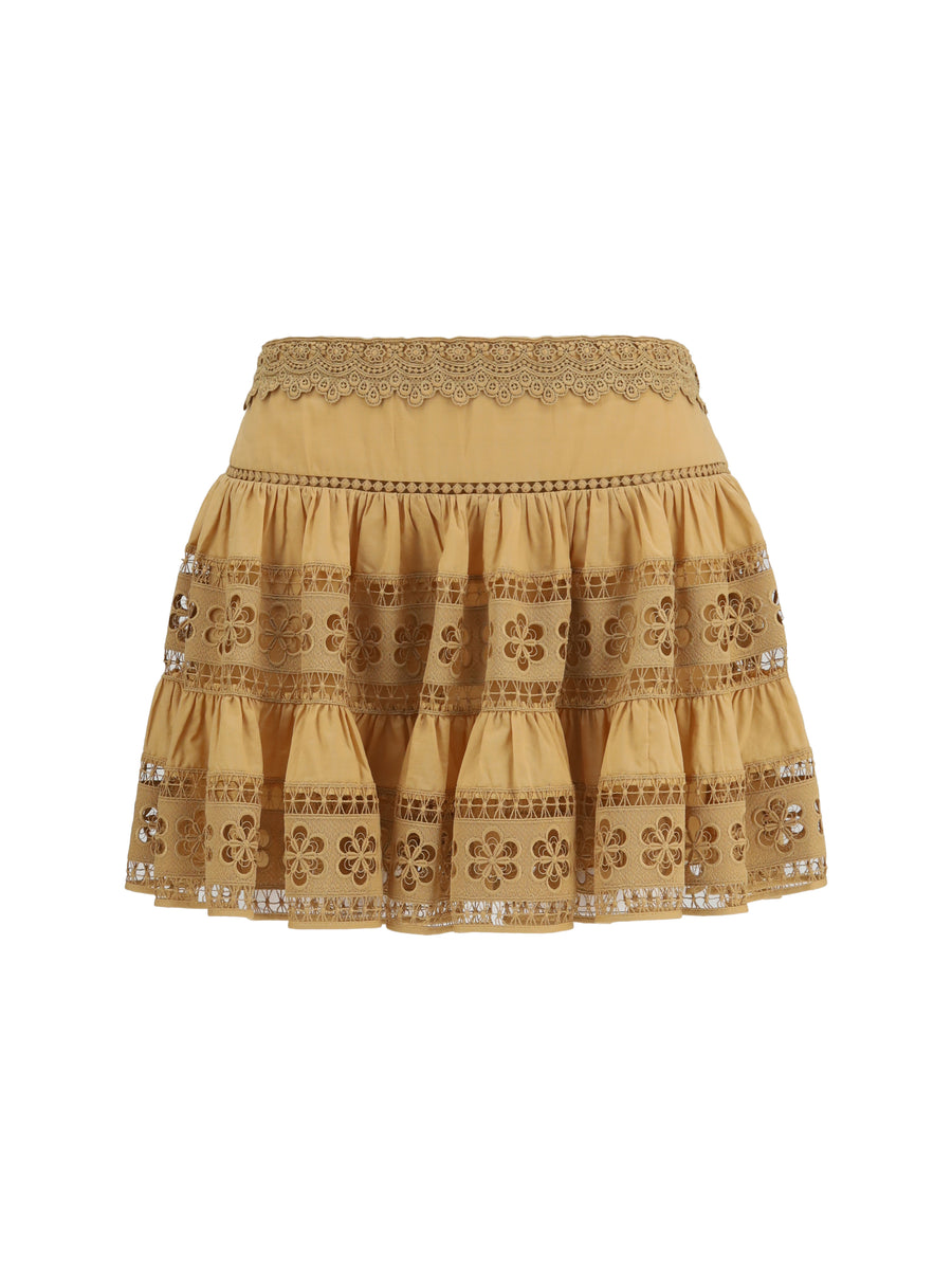 Charo Ruiz 90% Cotton skirt in cinnamon