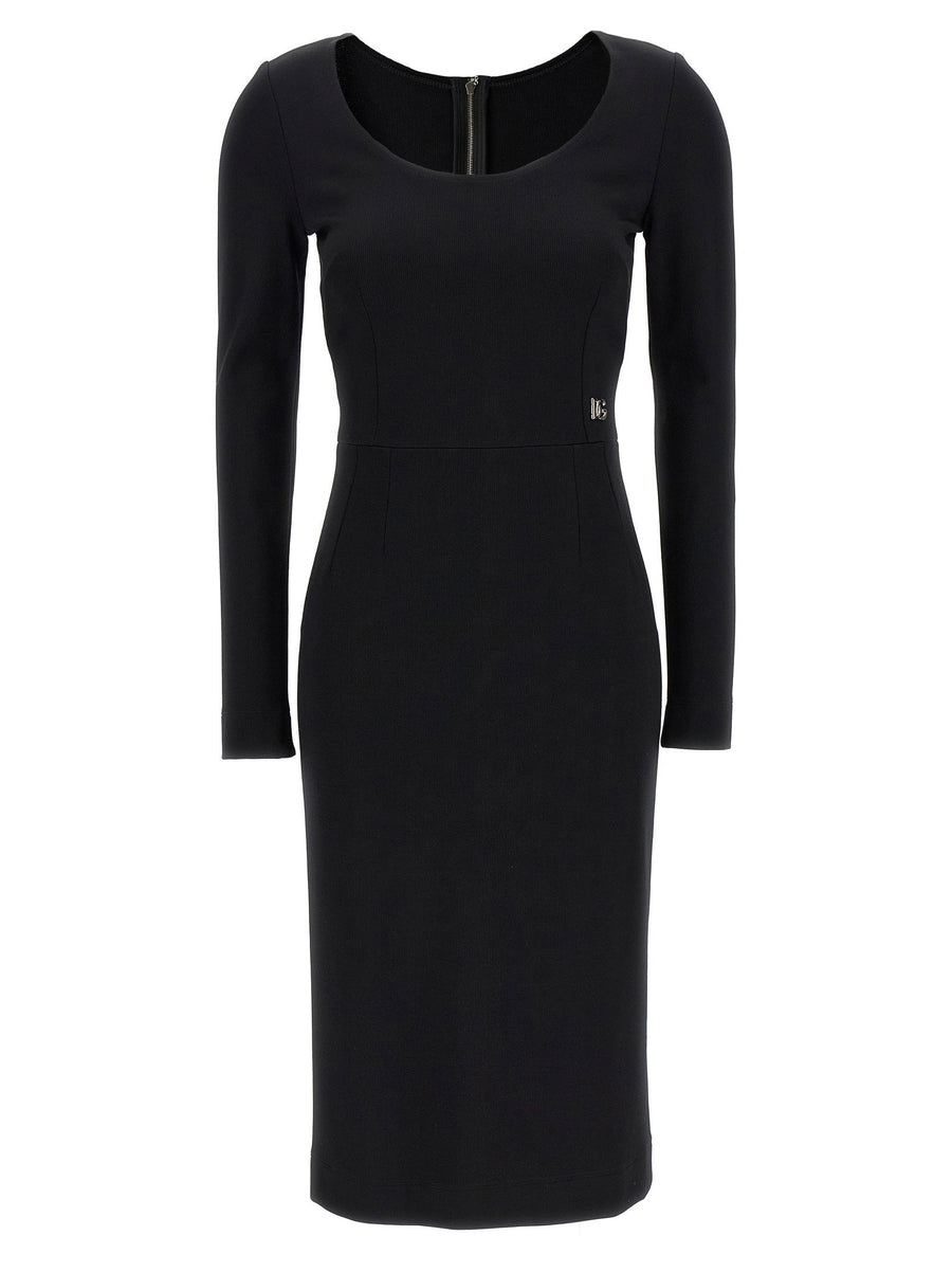 Dolce & Gabbana Logo Stretch Viscose Dress — Black