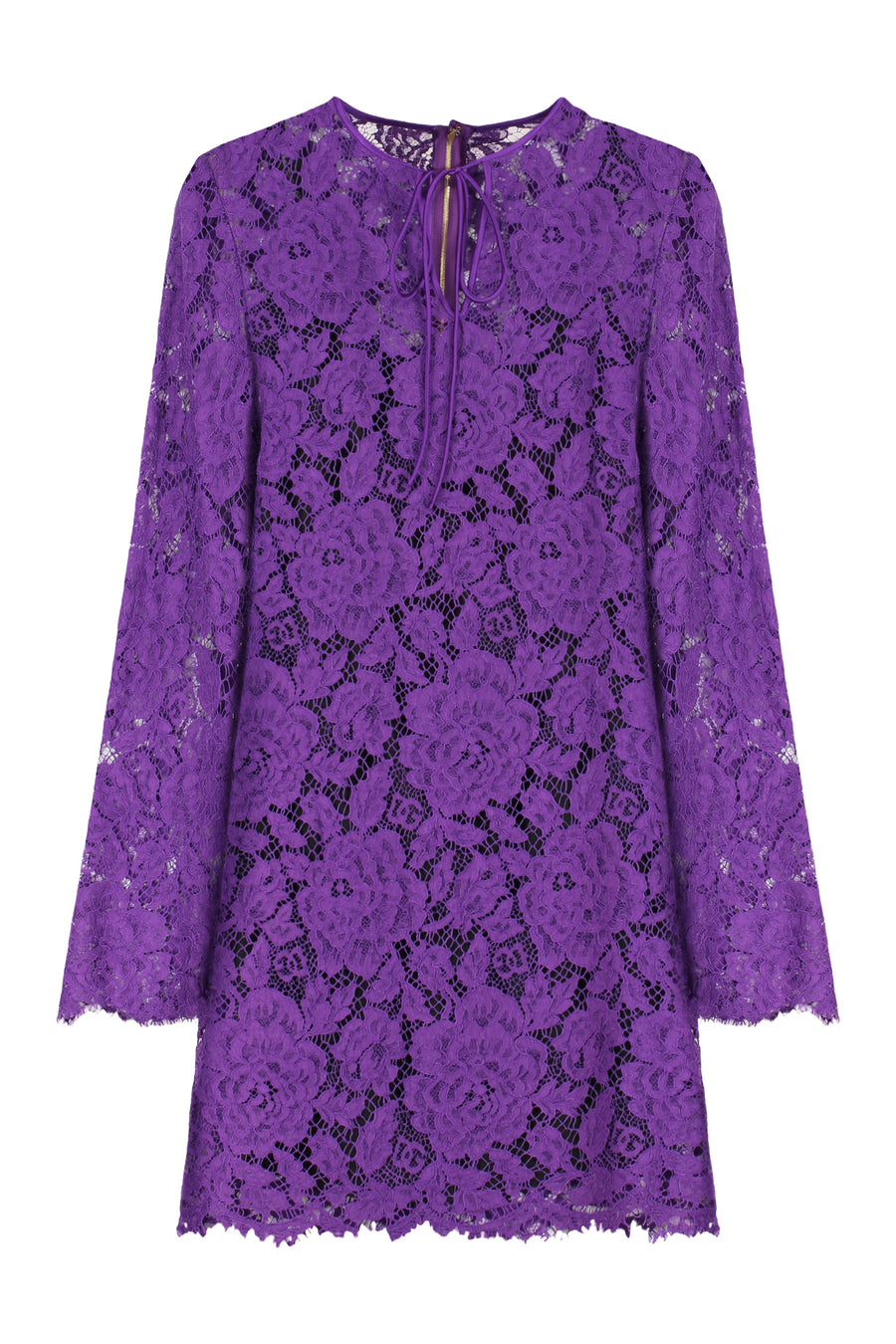 Lace Mini Dress Purple Viscose