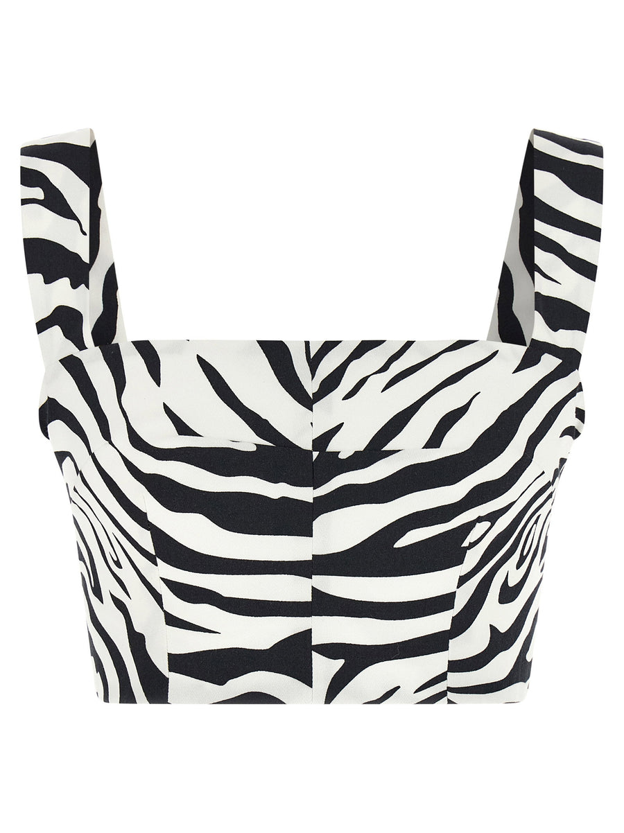 Dolce & Gabbana Zebra-Print Bustier Bodysuit — Black