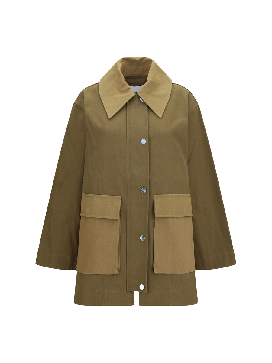 Ganni 100% cotton jacket in olive
