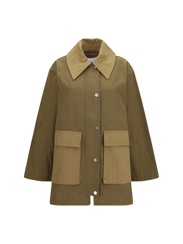 Ganni 100% cotton jacket in olive