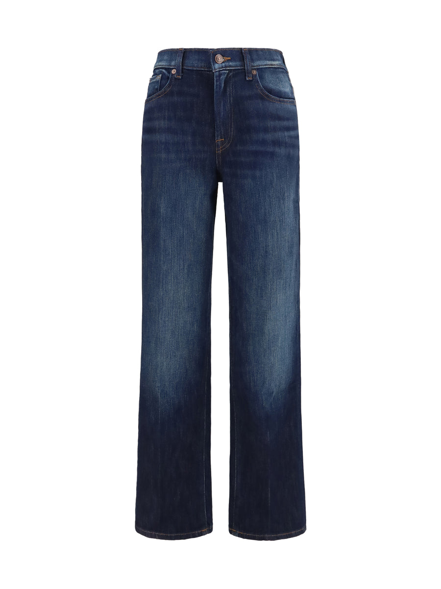 Straight-Leg Vintage Wash Jeans Deep Sea Cotton; Elastane