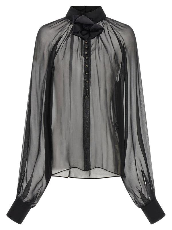 Dolce & Gabbana Chiffon Blouse With Flower