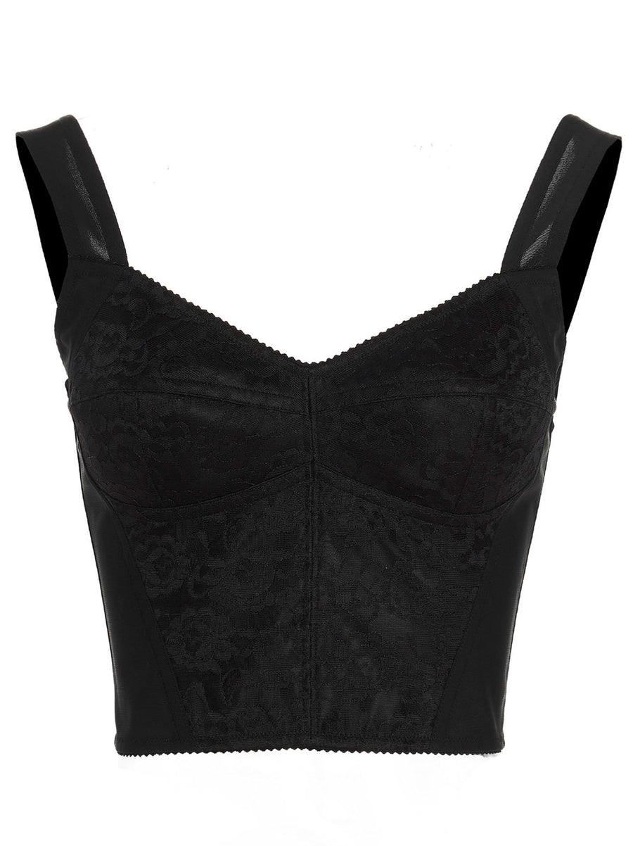 Dolce & Gabbana Jacquard Lace Bustier — Black