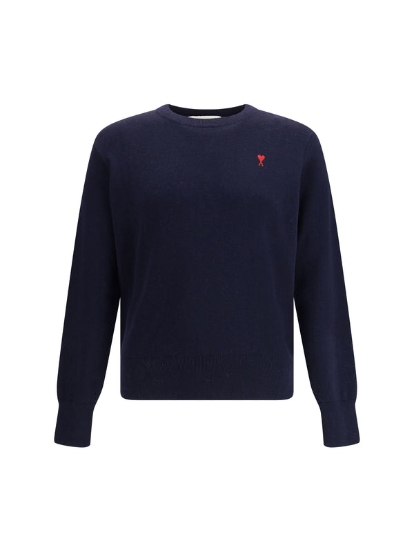 AMI Paris 100% Cotton sweater in navy