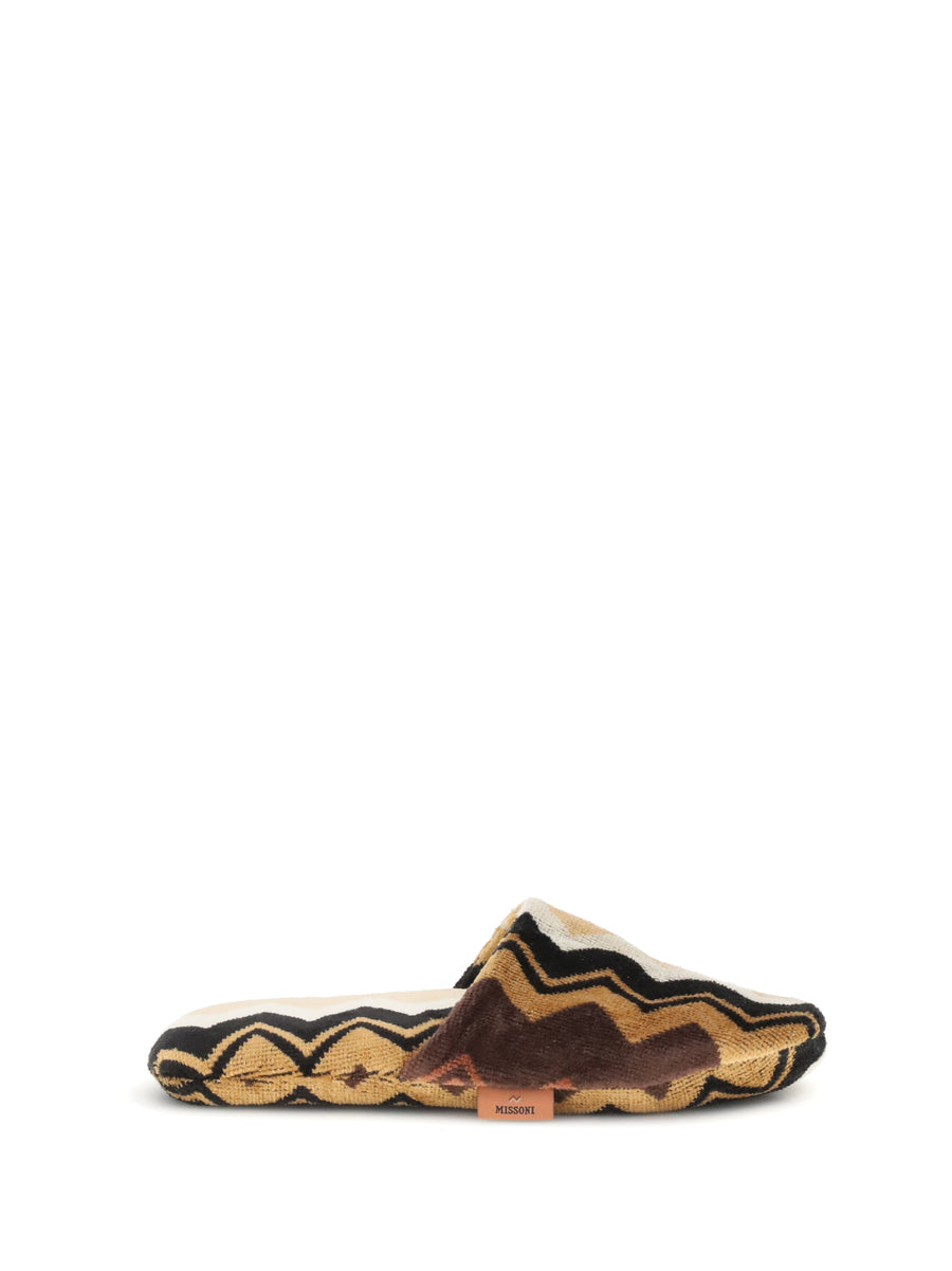 Giacomo Slippers Black Multicolor Cotton Extras