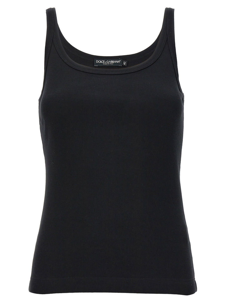 Dolce & Gabbana Ribbed Cotton Tank Top — Black