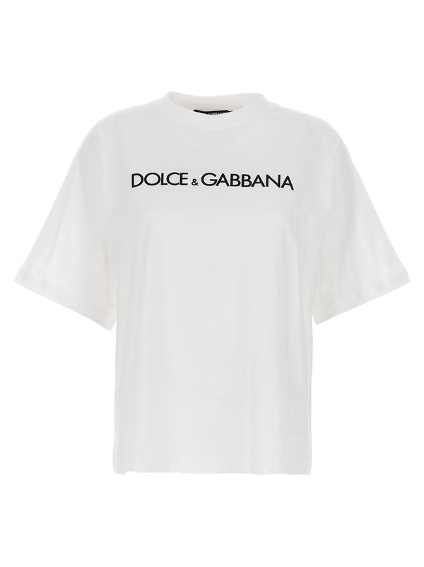 تيشيرت Dolce & Gabbana بطبعة شعار قطن - أبيض