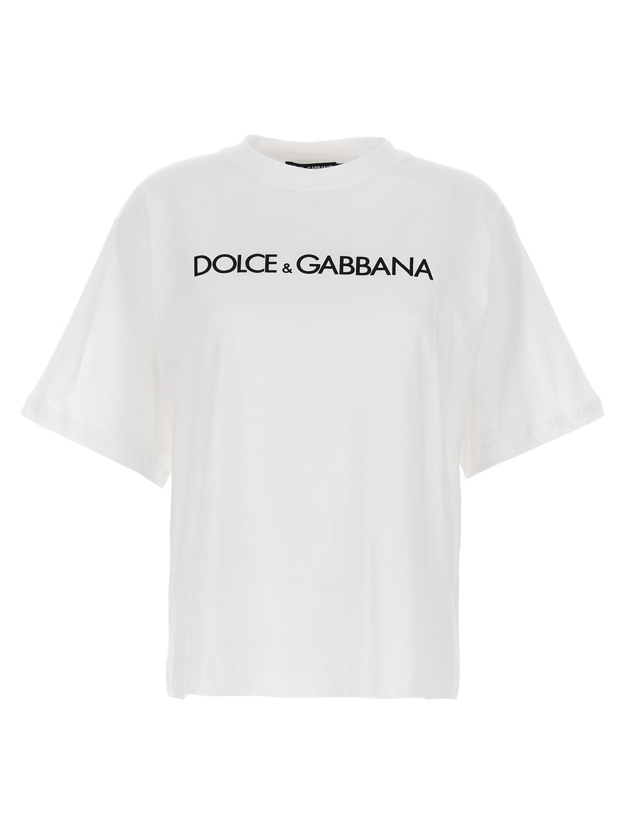 Dolce & Gabbana Logo-Print Cotton T-Shirt — White