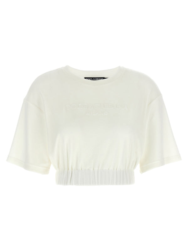 Dolce & Gabbana Logo-Embossed Chenille T-shirt — White