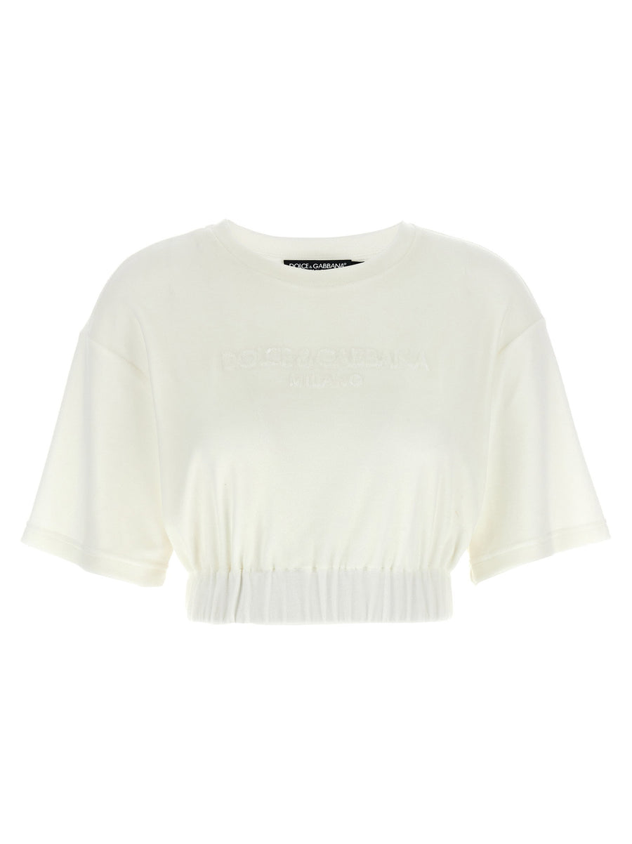 Dolce & Gabbana Logo Chenille T-Shirt — White