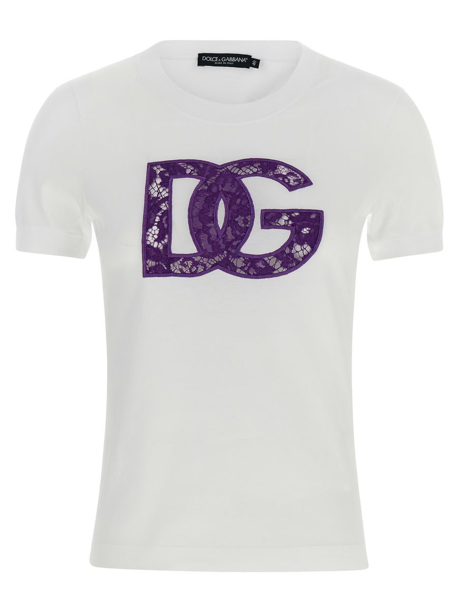 Dolce & Gabbana Lace Logo T-Shirt — White