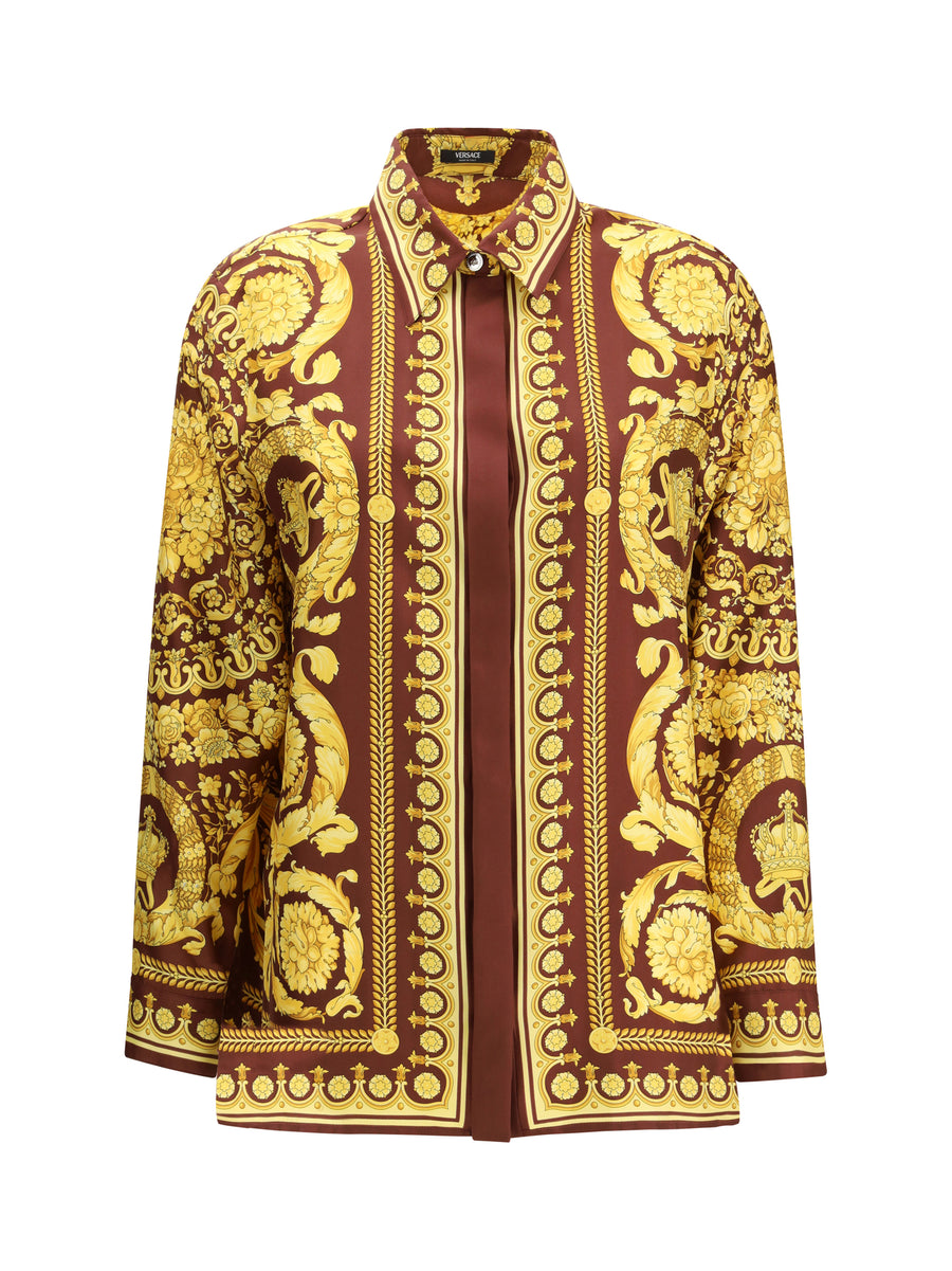 Versace 100% Silk shirt in burgundy