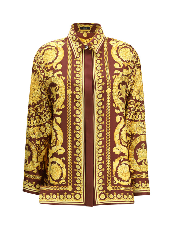 Versace 100% Silk shirt in burgundy