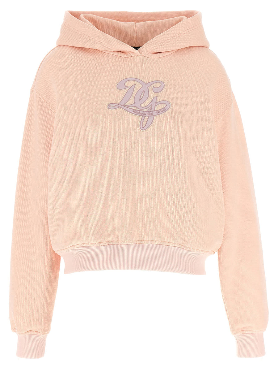Dolce & Gabbana Logo-Embroidered Honeycomb Cotton Hoodie — Blush
