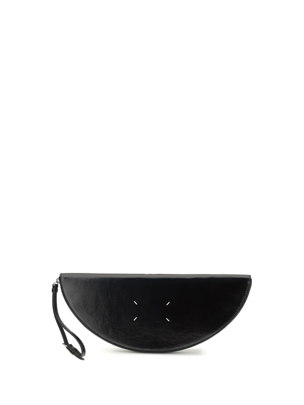 Maison Margiela 100% calf leather Bos Taurus clutch in black